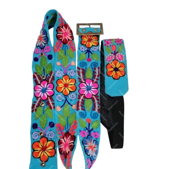 Multicolor Wool Fabric Headband Belt Set Ayacucho main image 6